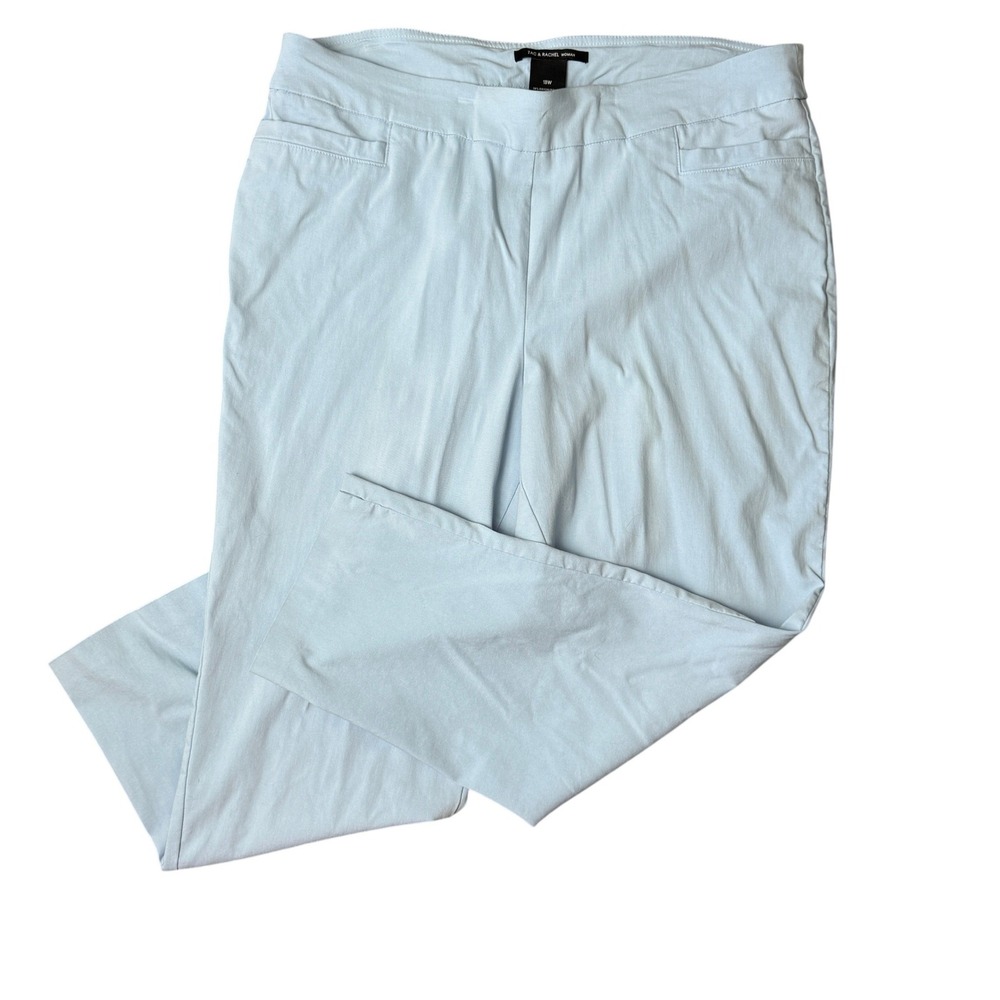 Zac & Rachel Woman Light Blue Pull On Ankle Pants Plus Size 18W Stretch Slacks